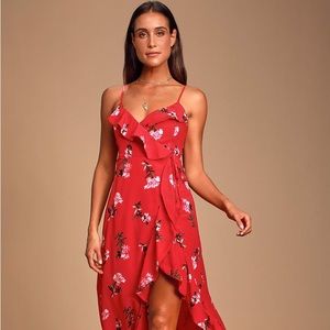 Lulus Red Floral Dress